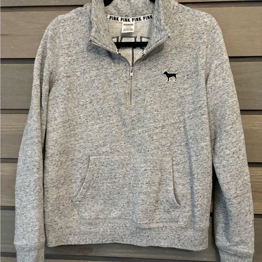 PINK Victoria's Secret Light Gray Zip-Up Sweater
